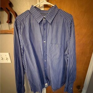 Lacoste Blue and White Striped Dress Shirt